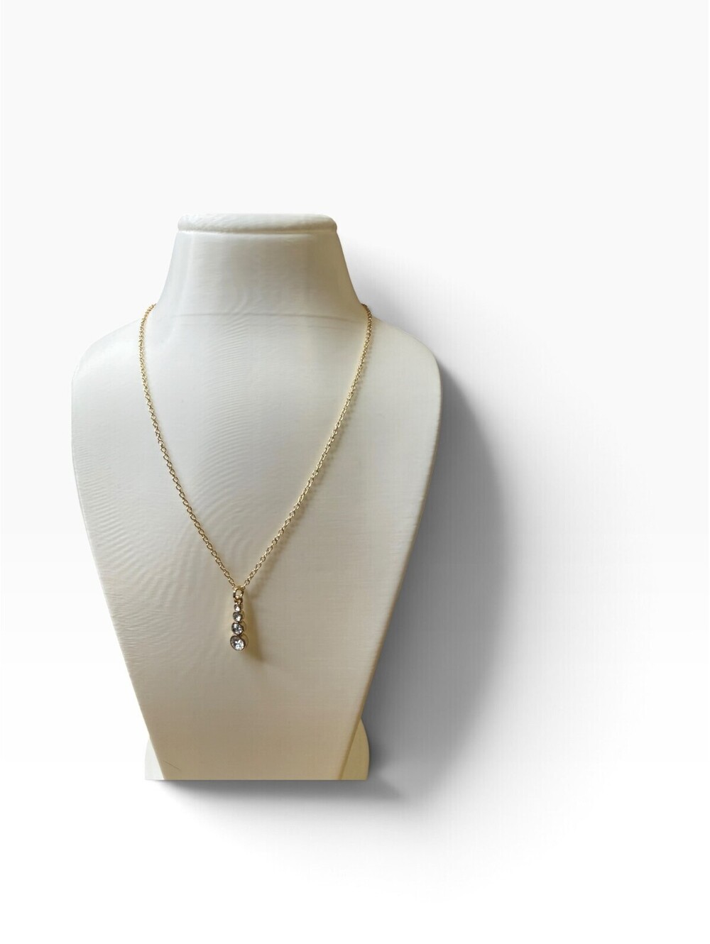 Jasmine Lane Gold Tone Graduated Crystal Drop Necklace 16” + Extender NWT
